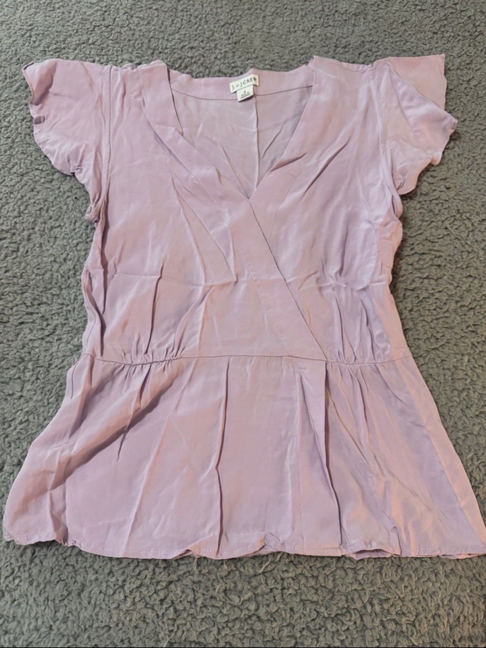 J. Crew Lavender Wrap-Front Flutter Sleeve Blouse